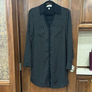 Express Portofino Black White Polka Dot Shirt Dress, S Career Wear